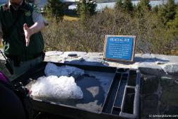 Glacial Ice demoed by a park ranger at the Mendenhall Glacier visitor area.jpg