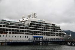 Bow of the Seabourn Sojourn while docked in Juneau