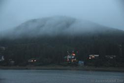 Dusk View of Homes near the Shore in Douglas Alaska Across from Juneau