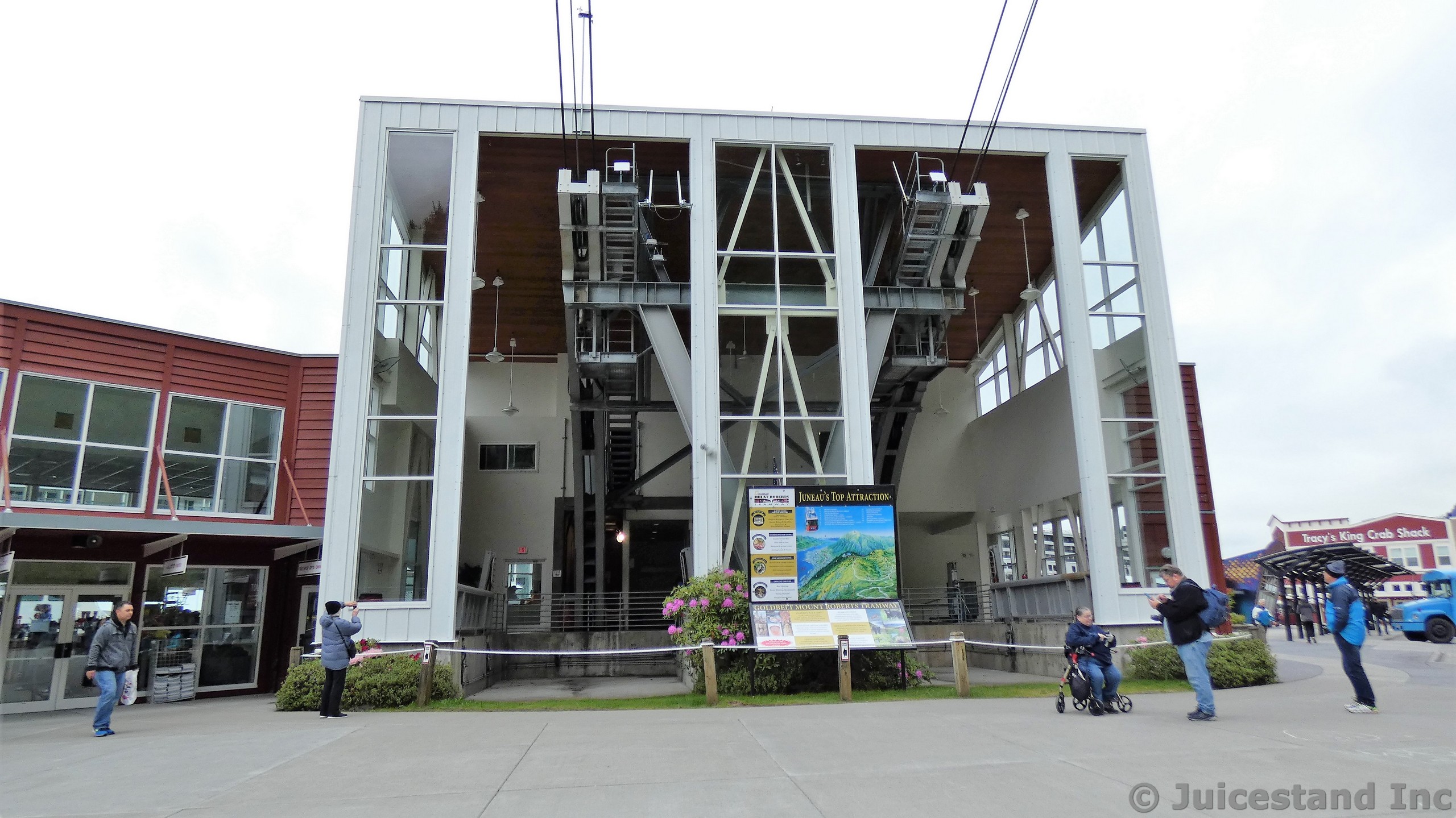 In front of Mount Roberts Tramway in downtown Juneau