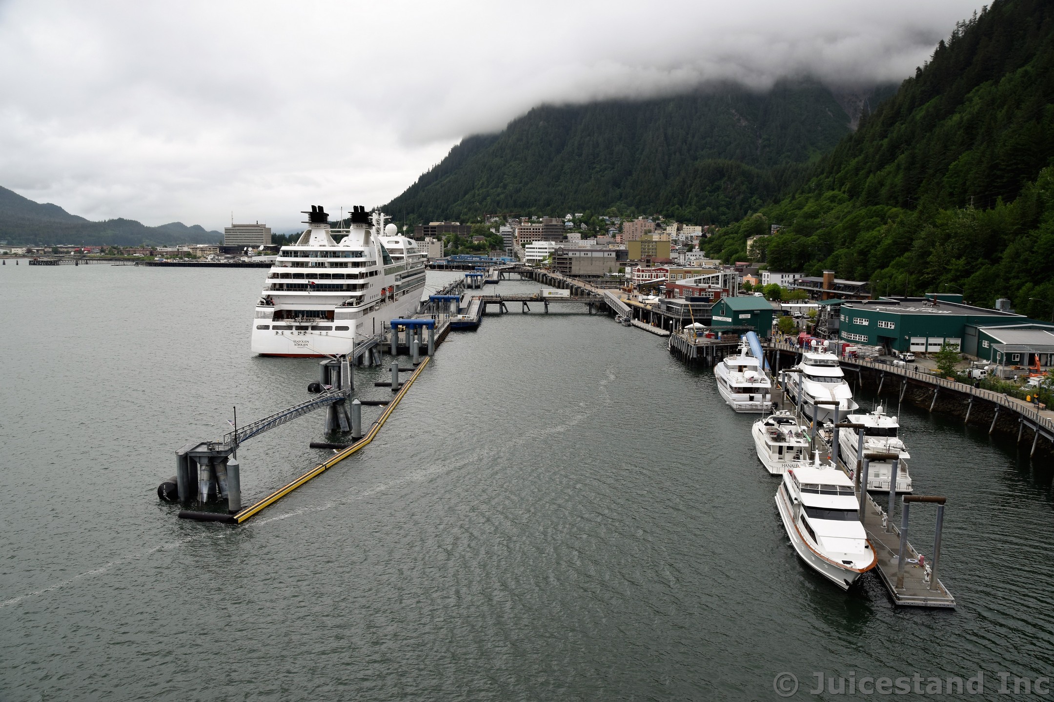 Juneau Cruise Ship Terminal Area with Seabourn Sojourn Docked