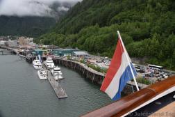 View of Juneau Cruise Ship Dock from back of MS Amsterdam
