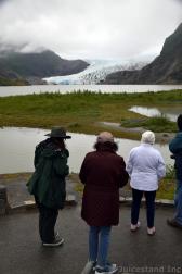 Visitors look at Mendenhall Glacier in Juneau