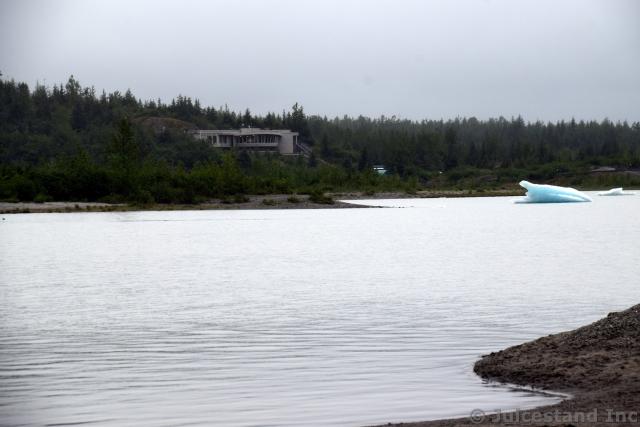 Mendenhall Glacier Visitor Center Seen from Nugget Falls Beach