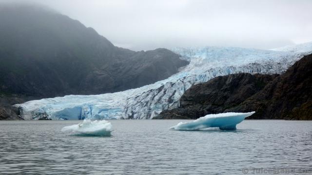 Mendenhall Glacier with Chunks of Glacial Ice in Lake