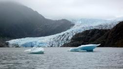 Mendenhall Glacier with Chunks of Glacial Ice in Lake