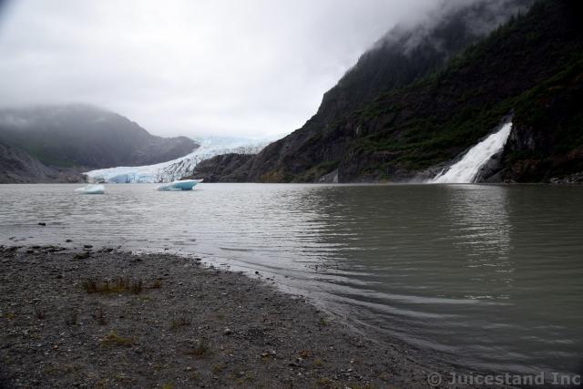 Mendenhall Lake with Nugget Falls & Glacier in the back