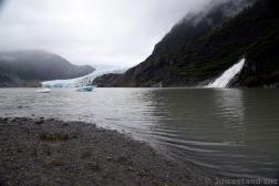 Mendenhall Lake with Nugget Falls & Glacier in the back