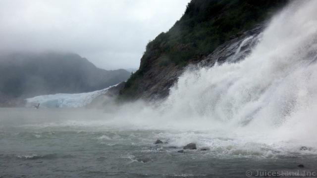 Next to Nugget Falls with Mendenhall Glacier in the background