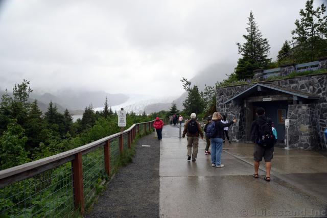 Restrooms & Dogs Must be on Leash Sign at Mendenhall Glacier