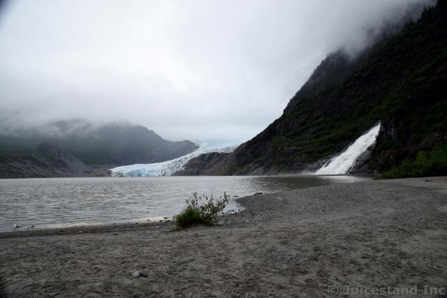 View of Both Nugget Falls & Mendenhall Glacier