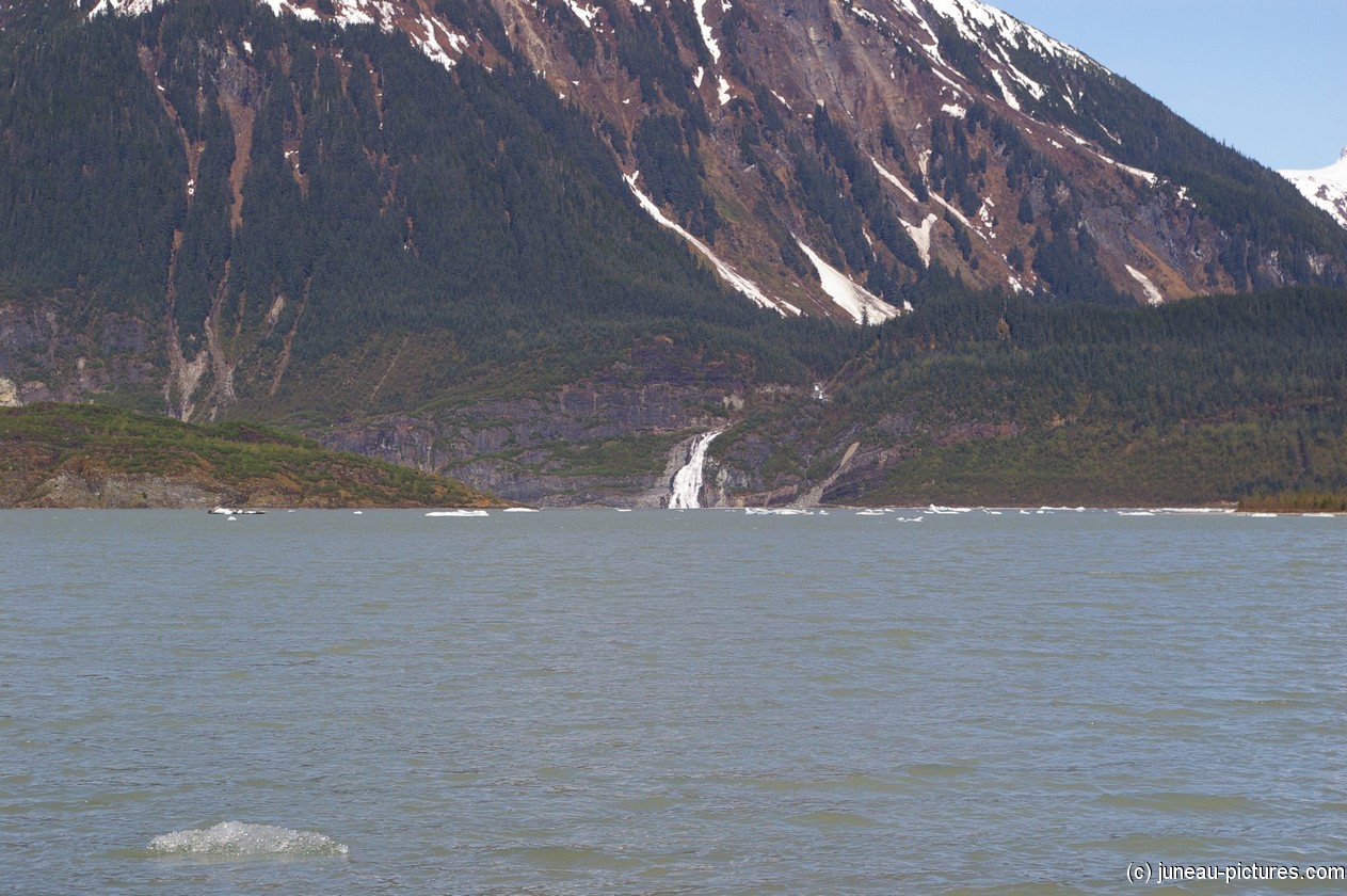 Waterfall at the Mendenhall Glacier lake.jpg