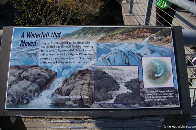 A Waterfall that Moved sign at the Mendenhall Glacier visitor area.jpg